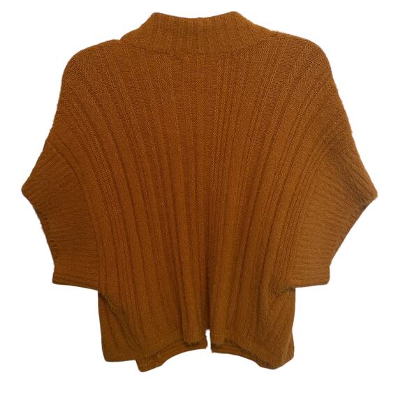 Anthropologie Lana Fuzzy Cardigan Womens Size M/L Mustard Short-Sleeved Open - Picture 4 of 11